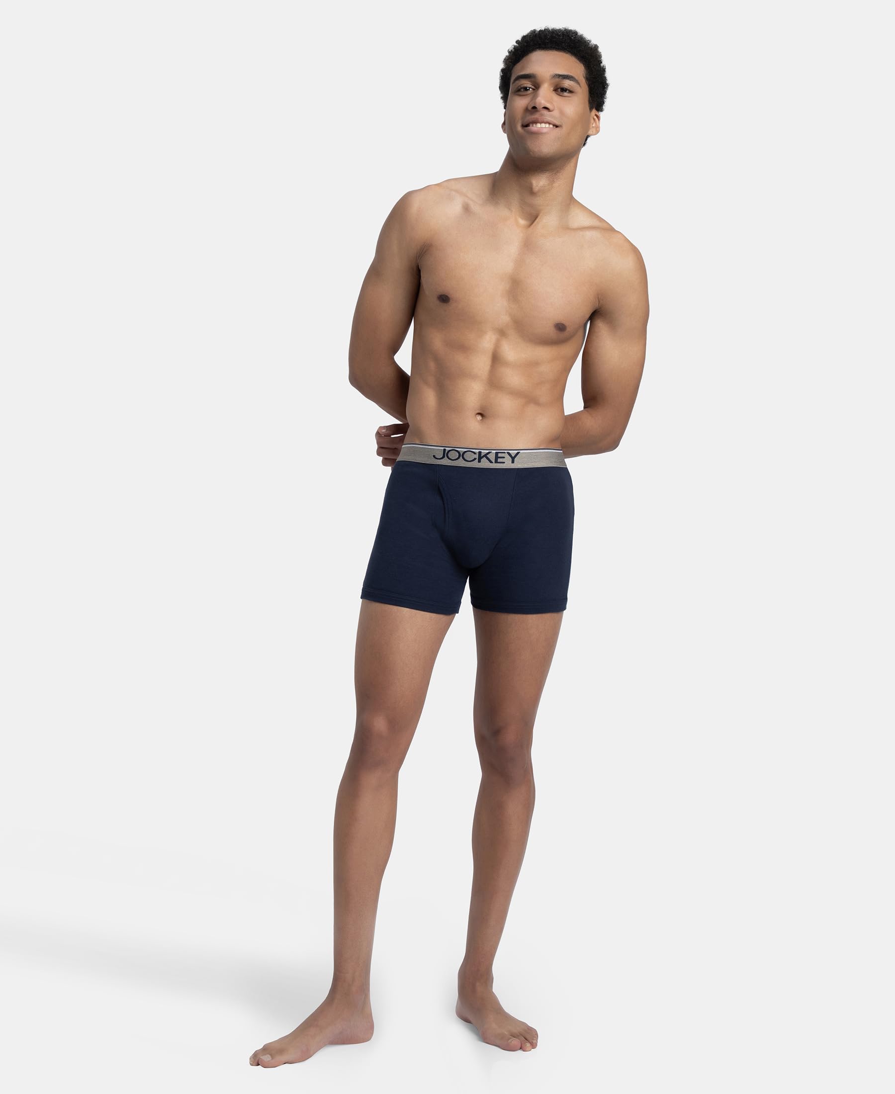Jockey 8009 Men's Super Combed Cotton Rib Solid Boxer Brief with Ultrasoft Waistband (Pack of 3)_Multi Colour_M