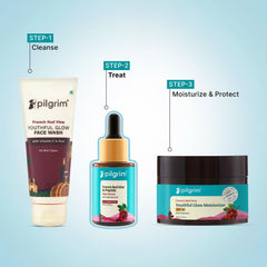 PILGRIM French Red Vine & Hyaluronic acid serum with peptides | Red vine serum for face| For women & men | All skin types | 30 ml (packing may vary)