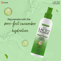 Lacto Calamine Face Toner With Cucumber | 120ml | Deep Pore Cleansing | Open Pores Tightening with Green Tea & 2% Niacinamide For Cool & Hydrated Skin | No Sulphate, Alcohol, Parabens
