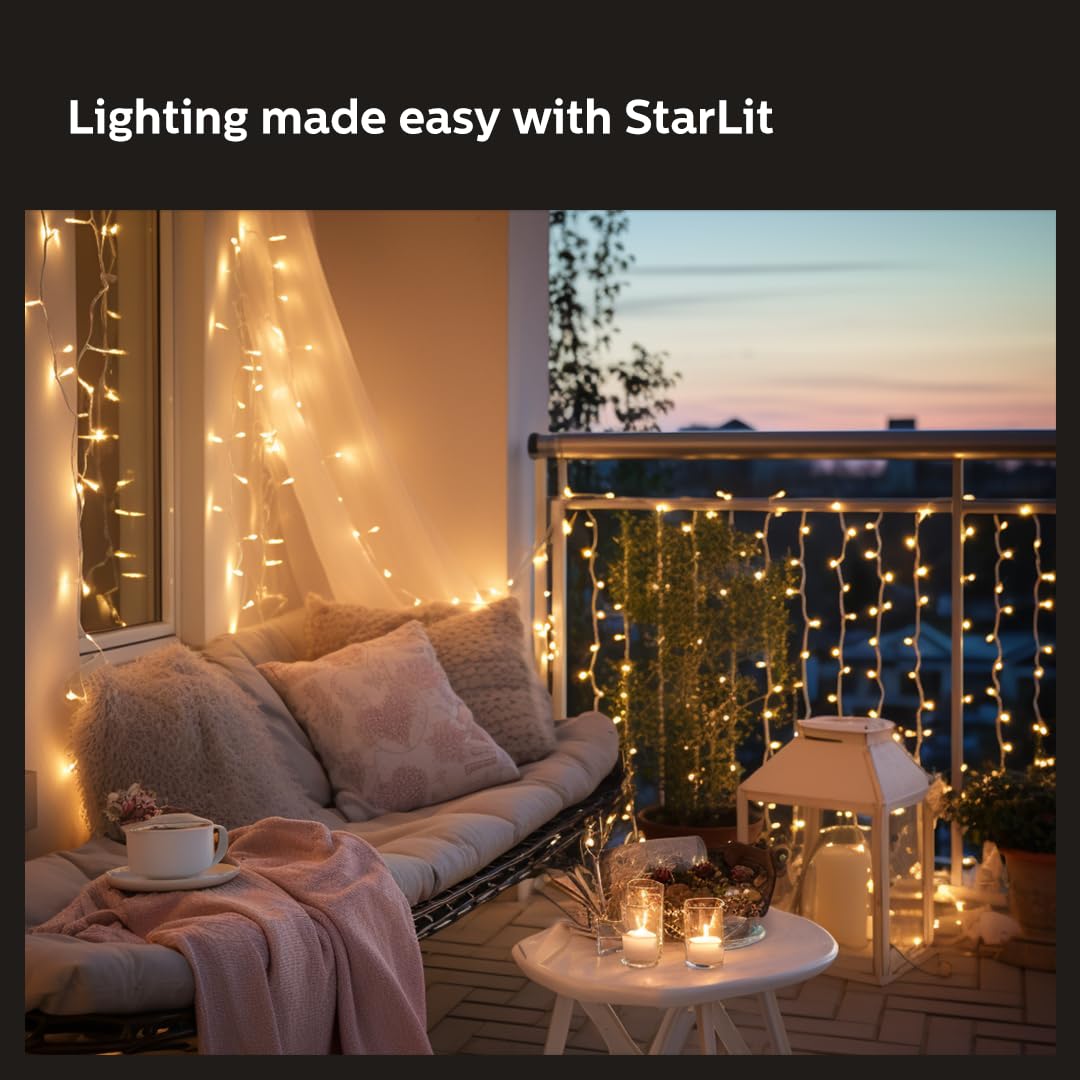 PHILIPS Starlit 12 Meter 72 LEDs String Light for Decoration | Decorative LED String Light | Warm White, Pack of 1