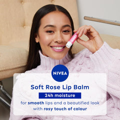 NIVEA Soft Rose Shine 4.8g Lip Balm | 24H Melt in Moisture Formula | Natural Oils | Glossy Finish,4.8 g (Pack of 1)
