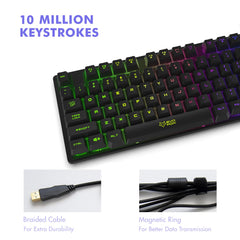 EvoFox Fireblade Wired TKL Gaming Keyboard with Breathing Effect |Backlit Keyboard Membrane, Mixed Color Lighting, Floating Keycaps, 19 Anti-Ghosting Keys, Windows Lock Key, Braided cable (Black) - Video Games from EvoFox - Shop in Sri Lanka at Arcade.lk