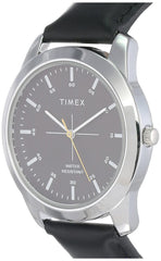 TIMEX Classics Analog Watch for man with Black Round Dial & Black Leather Strap Band Water Resistant Men's Wrist Watches - TW00ZR263E