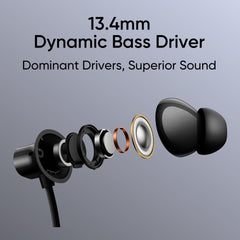 realme Buds Wireless 3 Neo in Ear Bluetooth Neckband with 13.4 Mm Dynamic Bass Boost Driver,Upto 32 Hours Playback,Fast Charge,Ai Enc,45Ms Low Latency,Ip55 Dust&Water Resistannt, Bluetooth 5.4, Black