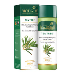 Biotique Tea Tree Skin Clearing Mattifying Facial Liquid Toner for Normal to Oily Skin Face Toner, 120ml | Treats Acne & Pimples, Tightens Pores