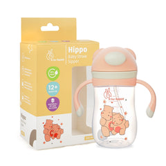 R for Rabbit Premium Hippo Baby Straw Sipper Bottle |10 fl oz | Anti Spill Sippy Cup with Soft Silicone Straw BPA Free & Non-Toxic for Baby or Kids of 12 Months -(300 ml Yellow)