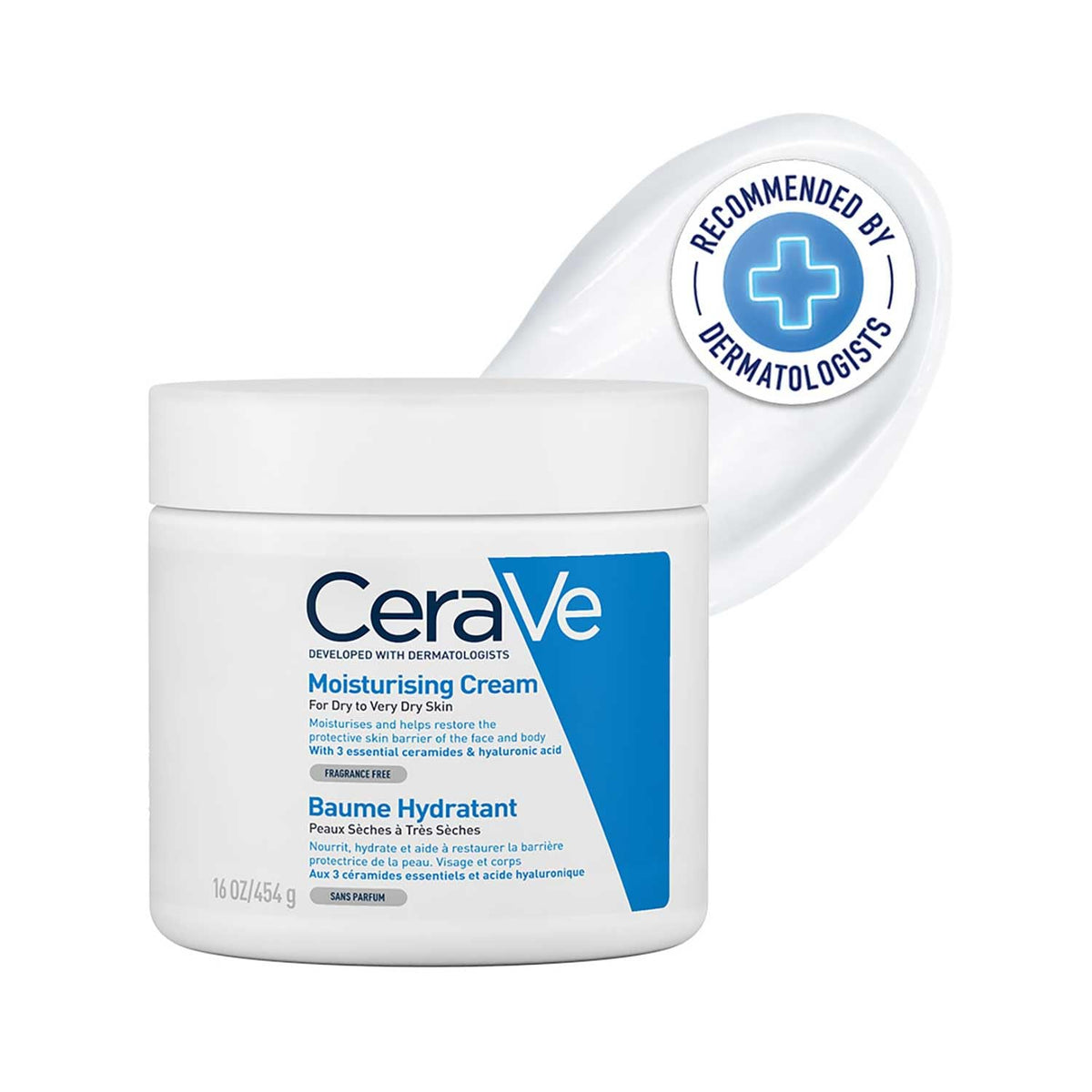 CeraVe Moisturizing Cream For Dry To Very Dry Skin (454g) - Formulated with 3 Essential Ceramides And Hyaluronic Acid | Non-Comedogenic Moisturizer - Luxury Beauty from CeraVe - Shop in Sri Lanka at Arcade.lk