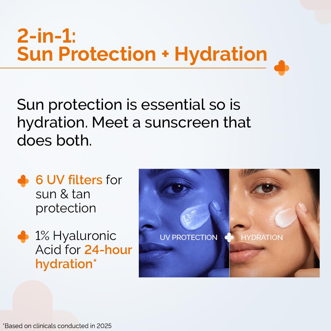 The Derma Co 1% Hyaluronic Sunscreen Aqua Gel SPF 50 PA++++ | Hydrating, Lightweight & Non-Greasy | No White Cast | Broad Spectrum & Blue Light Protection | PPD-39 | 30 g