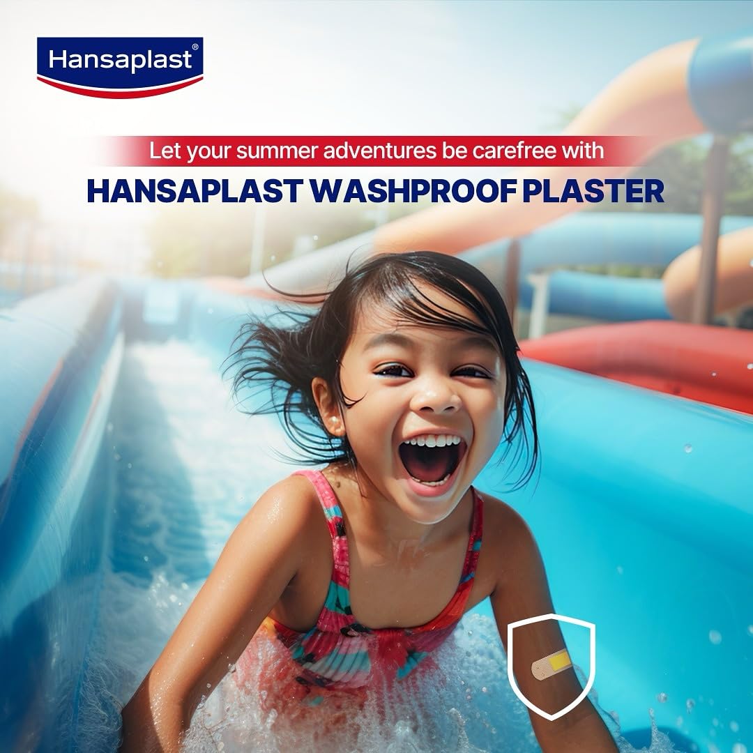 Hansaplast Antiseptic Washproof Bandage for injury & wounds | 100 Strips | First Aid | Water resistant | Provides Comfort to the Wound in Water | For Kids & Adults