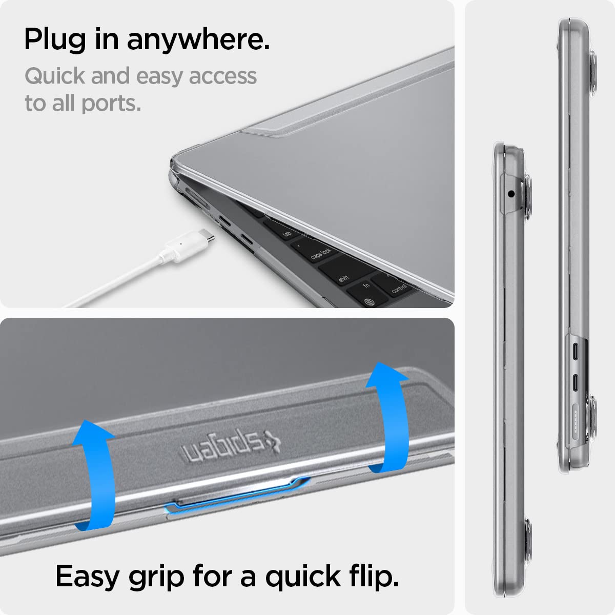 Spigen for MacBook Air 13 Inch Case M5 (2026), MacBook Air 13 Inch M4/M3/M2 (2025-2022), Thin Fit Transparent Protective Hard Shell Case Cover, 13.6 Inch, A3240 A3113 A2681, Crystal Clear