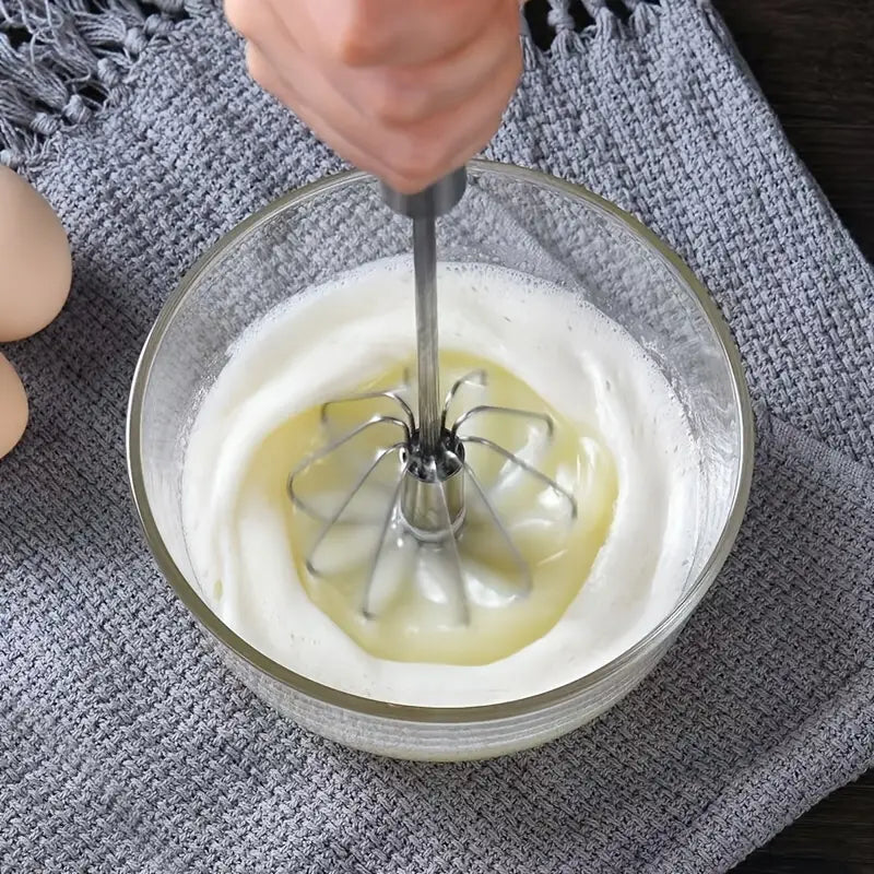 Easy-to-Use Press and Rotate Hand-Held Mixer for Cream, Eggs, and More, Ideal for Baking and Cooking, Lightweight and Efficient Kitchen Tool