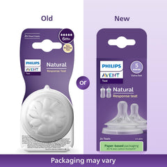 Philips Avent Natural Response Bottle Teat - 2 x Baby Bottle Flow 5 Teats for Babies Aged 6+ Months, BPA Free (Model SCY965/02)