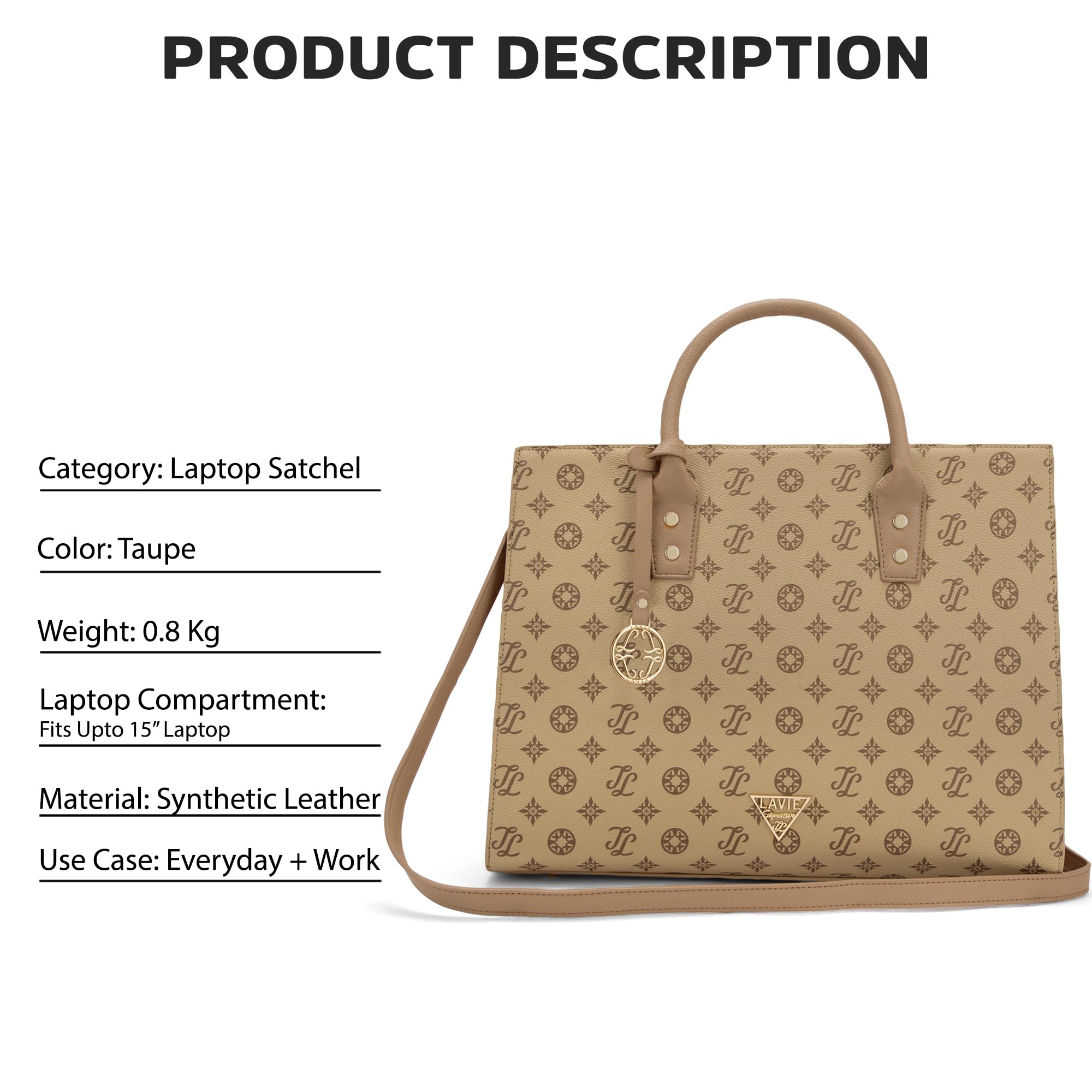 Lavie Signature Women's Brooklyn Satchel Handbag for Women | Satchel Bag for Work | Ladies purse | Stylish Shoulder Bag | Gift For Women