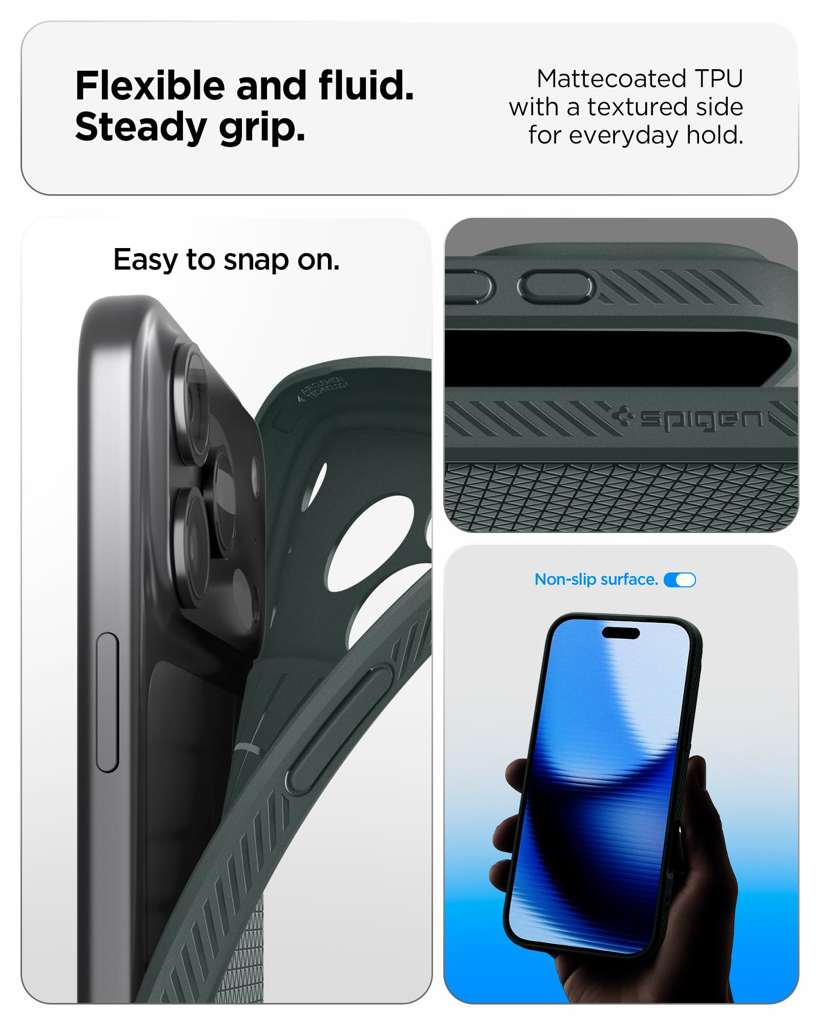 Spigen Liquid Air Back Cover Case for iPhone, Durable Protection, Air Cushion Technology - TPU | Matte Black
