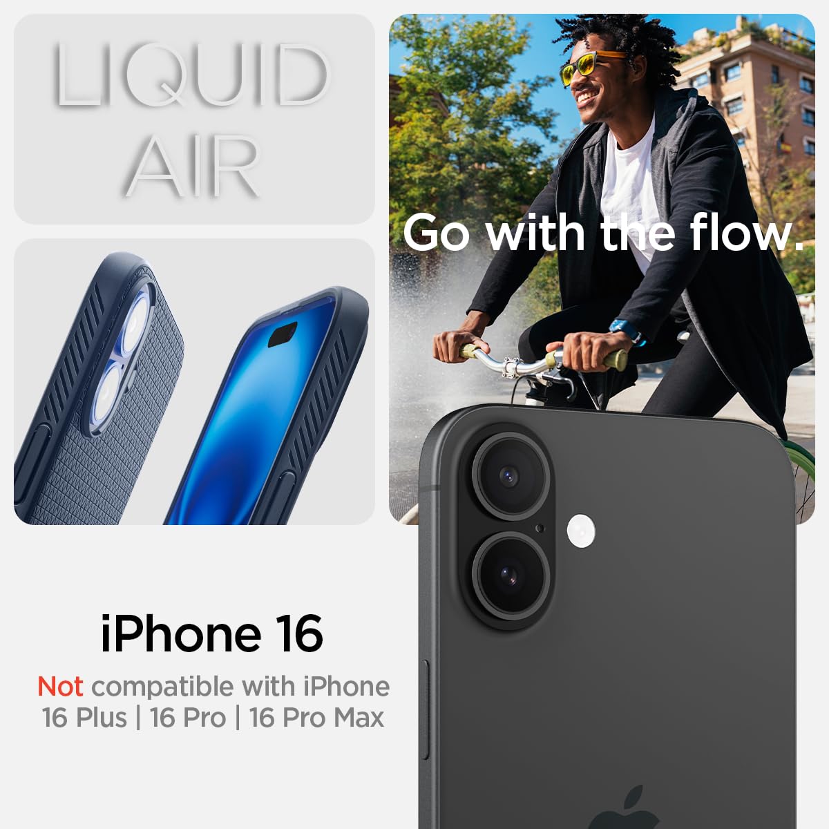 Spigen Liquid Air Back Cover Case for iPhone, Durable Protection, Air Cushion Technology - TPU | Matte Black