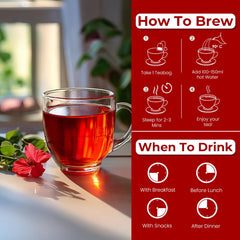 BLUE TEA - Hibiscus Moringa Tea - 30 Tea Bags - Plant Based | Rich in Antioxidants | Boosts Immunity | Glowing Skin | Supports Heart Health | Caffeine Free - Herbal Tea | Ziplock Pack