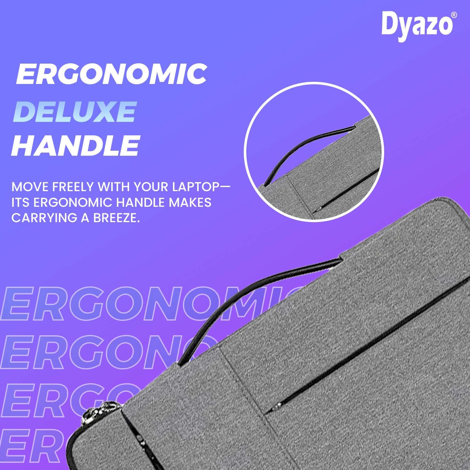 DYAZO Laptop Sleeve/Cover with Handle & Two Front Accessories Pockets Compatible for Apple, Dell, Lenovo, Asus, Hp, Samsung, Mi, MacBook and Other Notbooks (Grey)