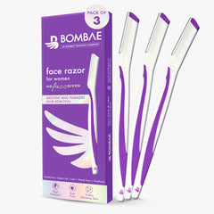 Bombae Reusable Face Razor For Woman Facial Hair - 3 Eyebrow Razor | Instant Glow & Painless Hair Removal | For Eyebrows, Upper Lip, Chin, Peach Fuzz, Forehead, Unibrow, Sideburns