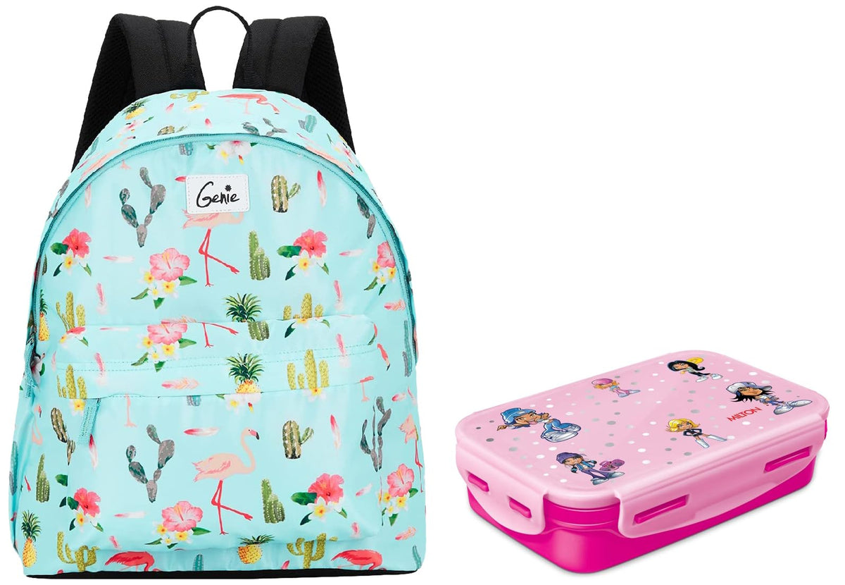 Genie Flamenco Backpacks for Women, 14 inch, Stylish and Trendy Casual College backpacks for girls, Water Resistant and Lightweight Bag for Office and Travelling - Luggage from Genie - Shop in Sri Lanka at Arcade.lk