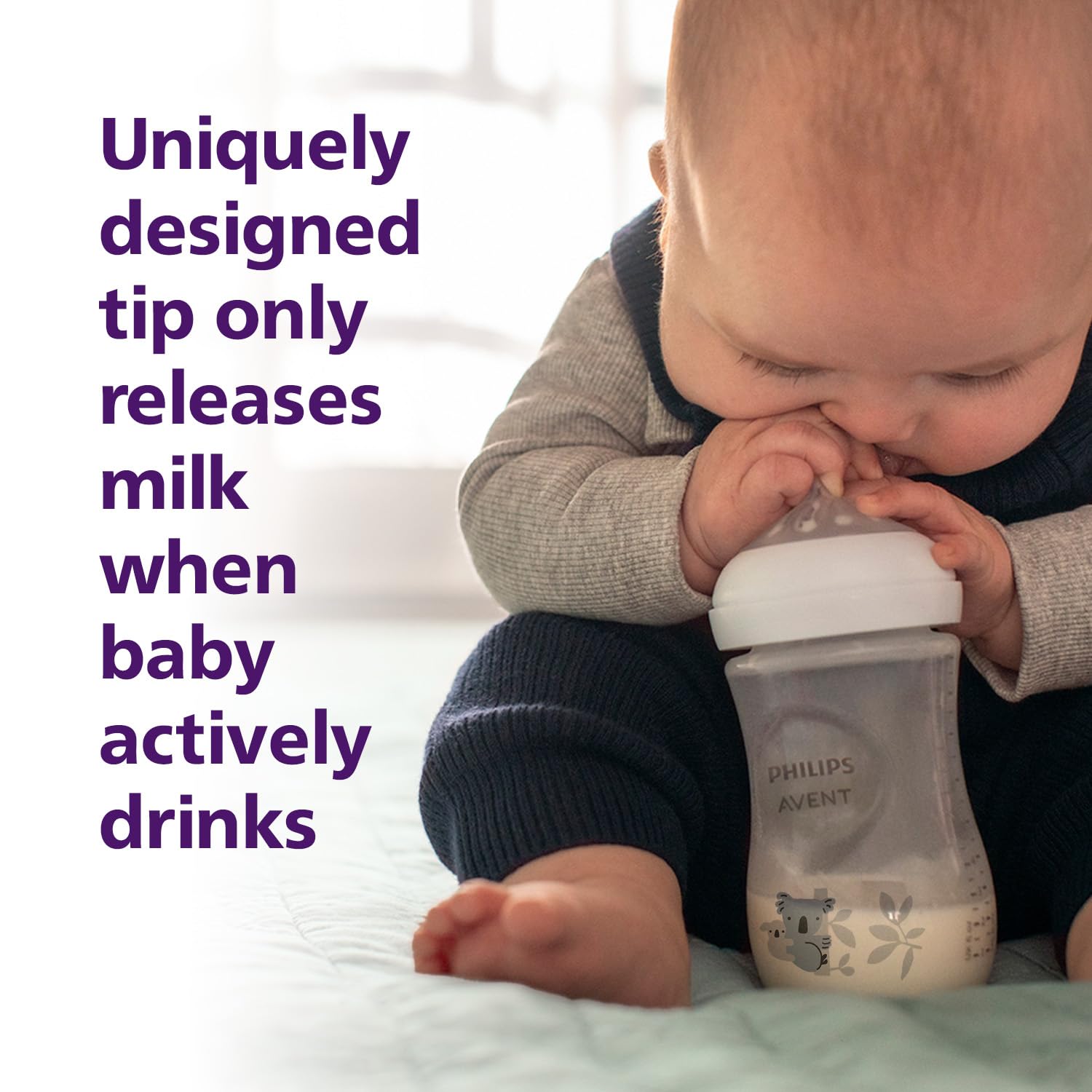 Philips AVENT Natural Response Plastic Baby Feeding Bottle - 260Ml Baby Milk Bottle, Bpa Free with Babies 1Month+ Teat (260Ml Koala Bear Print)