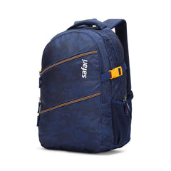 Safari Omega Plus 30L Casual Laptop Backpack, 2 compartments, Raincover, Organizer, Full body print, Bottle holder, Front pockets Color- Blue
