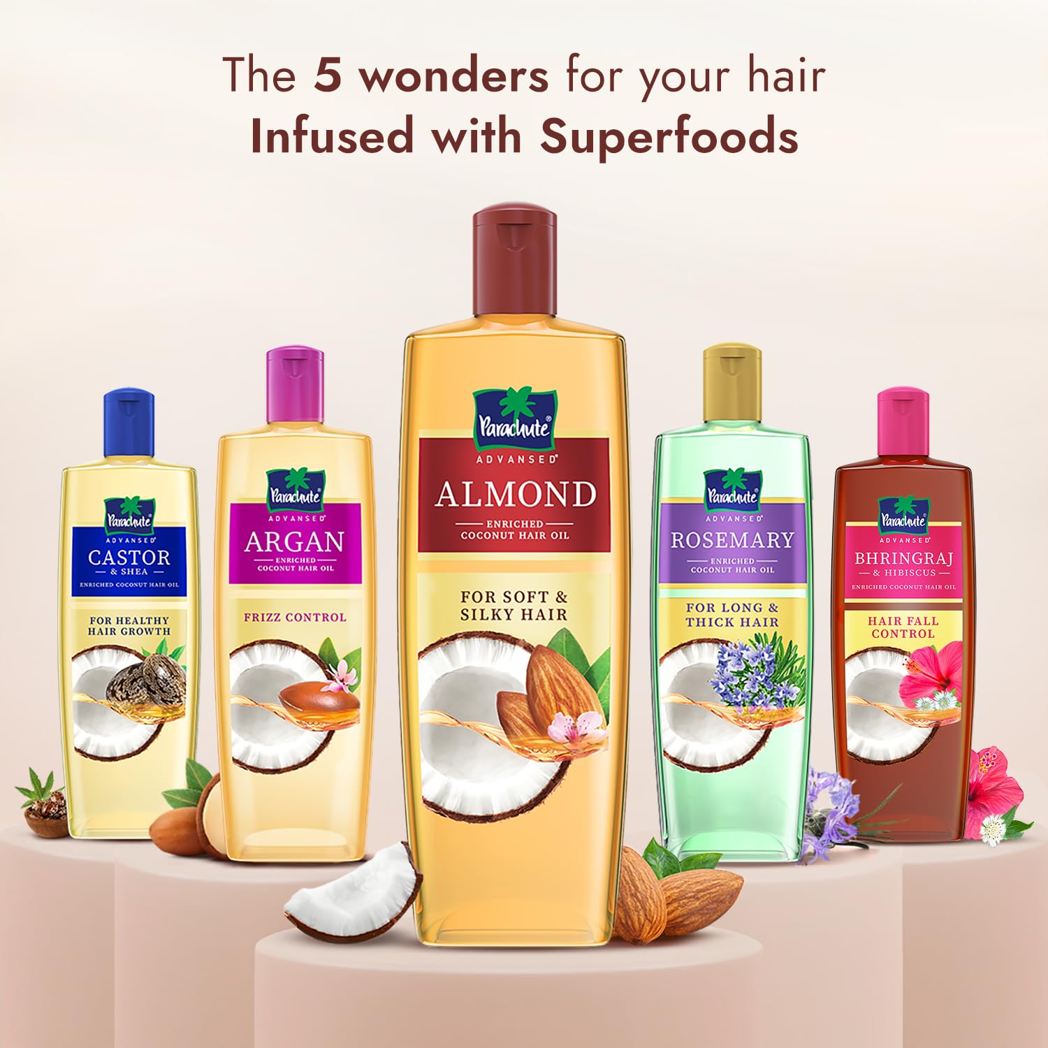Parachute Advansed Almond enriched Coconut Hair Oil with Vitamin E 300ml|Nourishes & Softens Hair | Helps Control Hair Fall| Helps Promotes Hair Growth | Up to 2x Softer Hair|Non-Sticky Formula