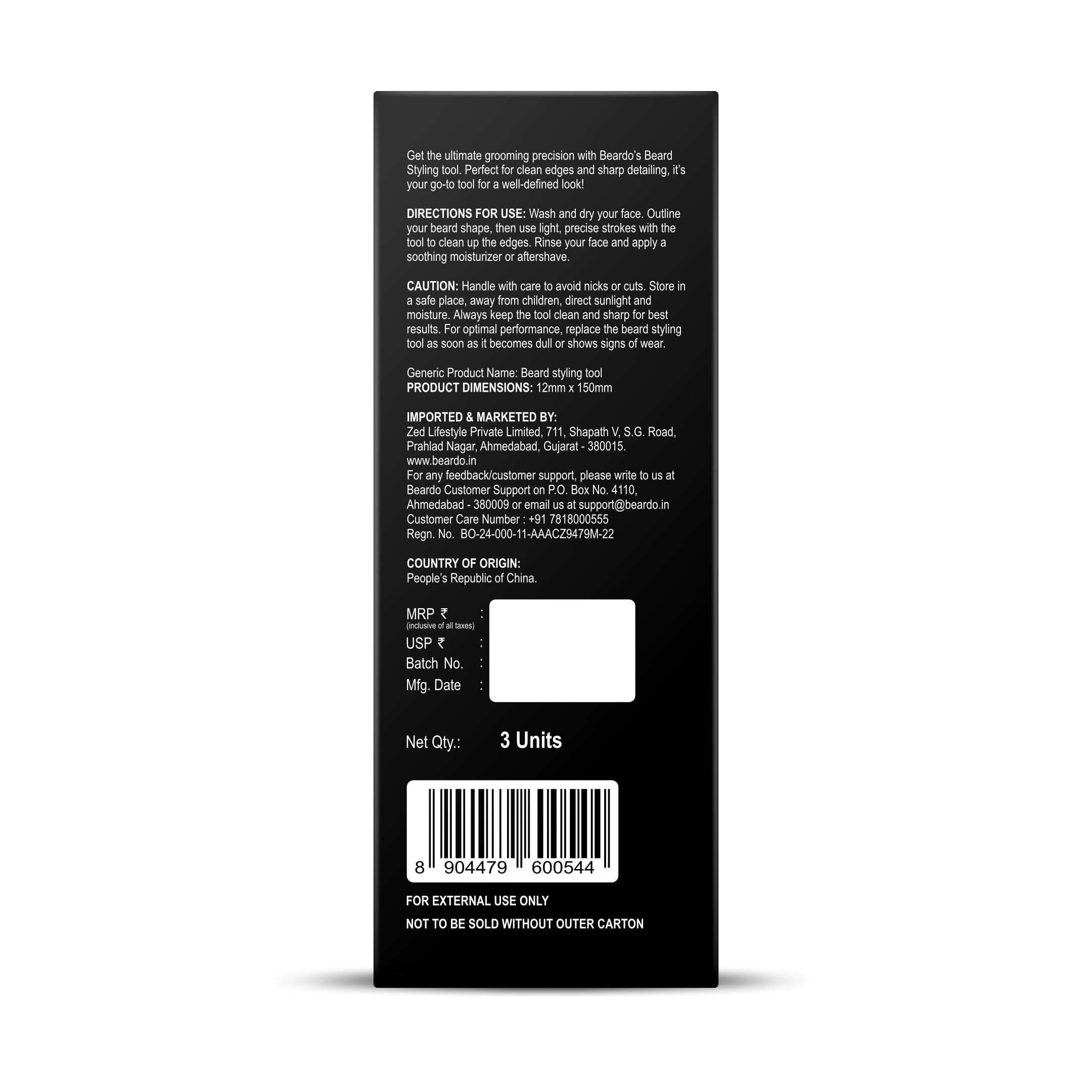 Beardo Beard Styling Tool for Men | Pack of 3 | Beard Styling Razor for Men | Reusable Razor | Sharp, Safe & Precise Shaping Tool | Body Grooming | Beard Shaper | Multi Grooming