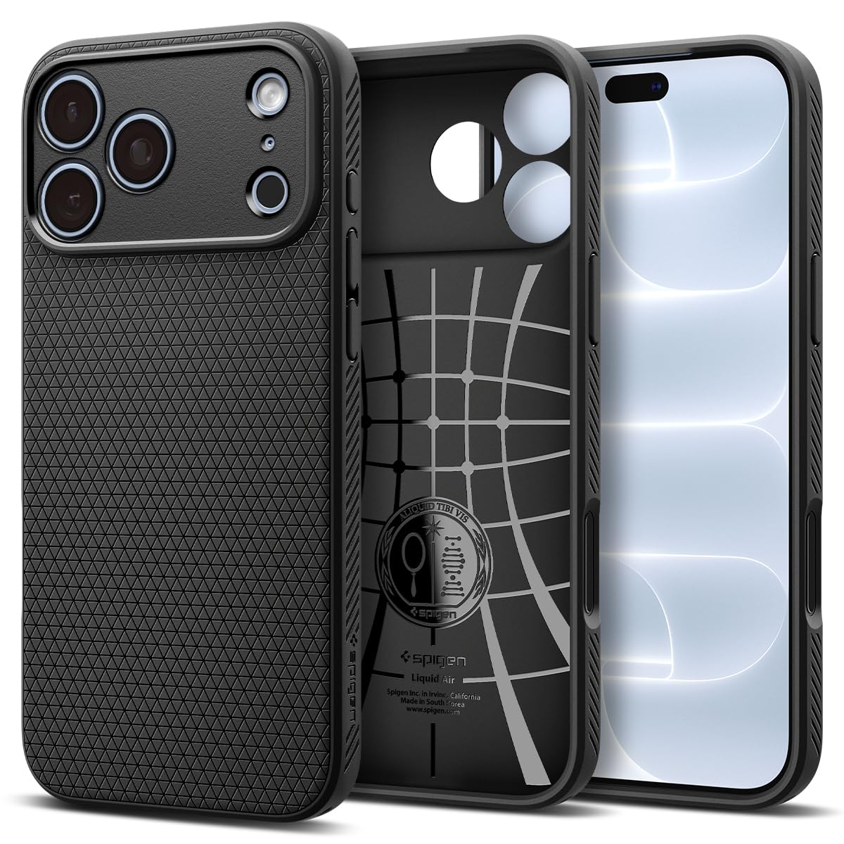Spigen Liquid Air Back Cover Case for iPhone, Durable Protection, Air Cushion Technology - TPU | Matte Black
