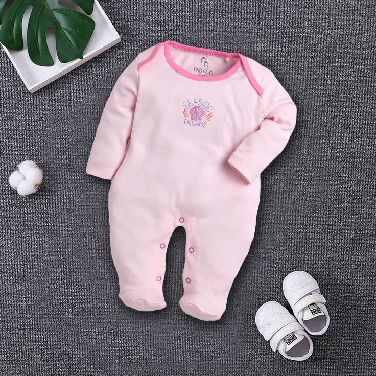 BabyGo Baby Romper 100% Cotton Rompers for New Born Baby|Sleepsuits for Baby Girls|Onesies|Infant Clothes|PINK| 0-3M| 3-6M| 6-9M| Pack of 2 - Apparel from BABY GO - Shop in Sri Lanka at Arcade.lk