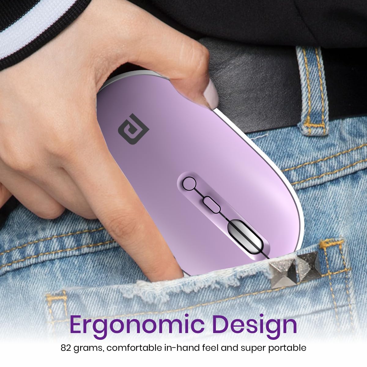 Portronics Toad II Bluetooth Mouse, with Bluetooth 5.0 & 2.4 Ghz Dual Wireless Connectivity, Rechargeable Battery, Adjustable DPI up to 1600 Compatible with Laptop, MacBook, PC (Purple)