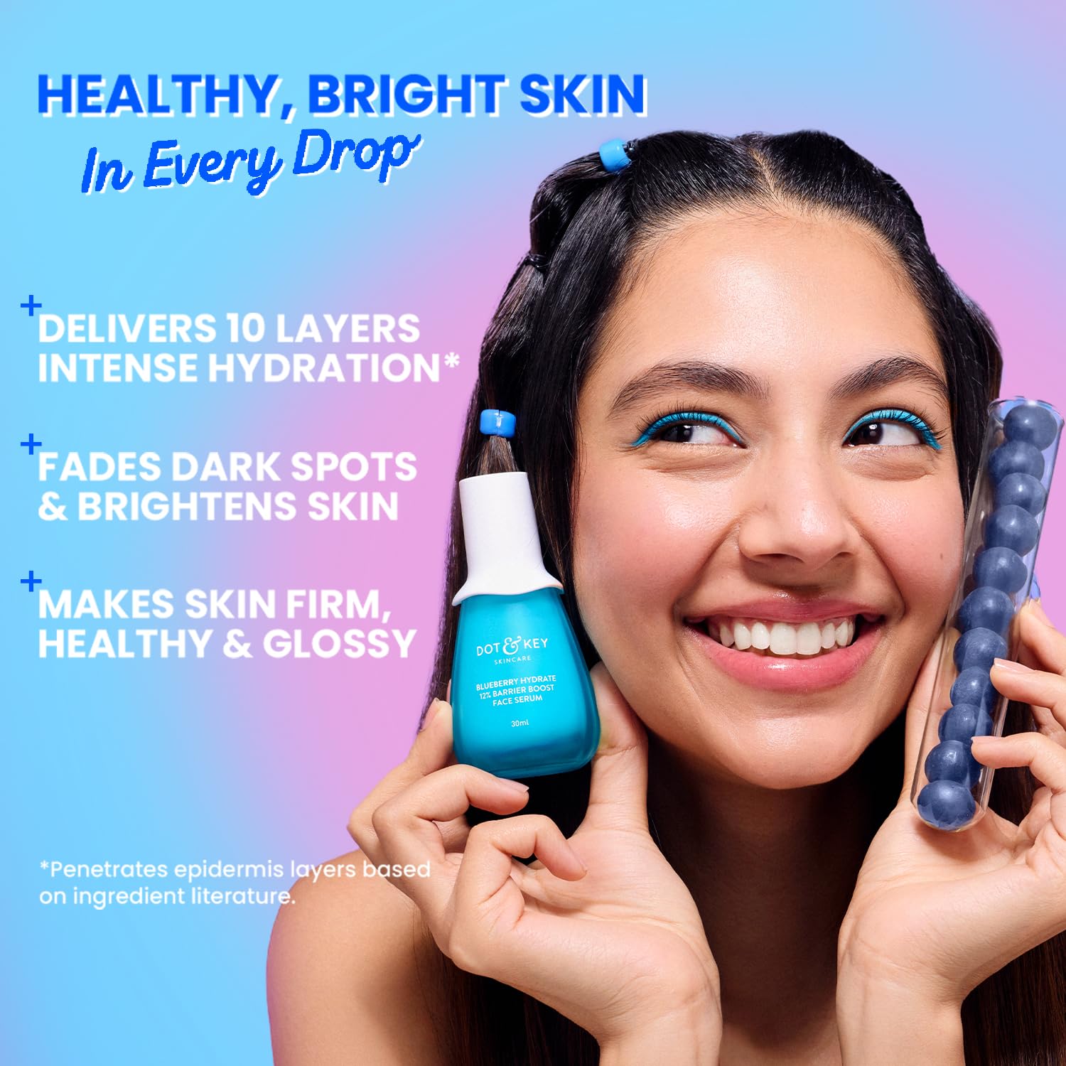 Dot & Key Blueberry Hydrate 12% Barrier Boost Serum with 7 Ceramides | Niacinamide & Hyaluronic Acid, Reduces Dark Spots, Brightens Skin, Provides Intense Hydration & Repairs Skin Barrier | 30ml