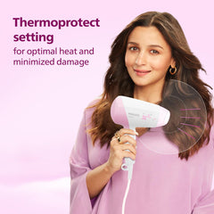 Philips Foldable Hair Dryer 1200 Watts| Advanced Safety with Wave Heat Tech | 3 Heat Settings with Cool Shot (Hot/Cool/Warm) | ThermoProtect Technology | HP8120/00 - Pink | Perfect Blow Dry & Style