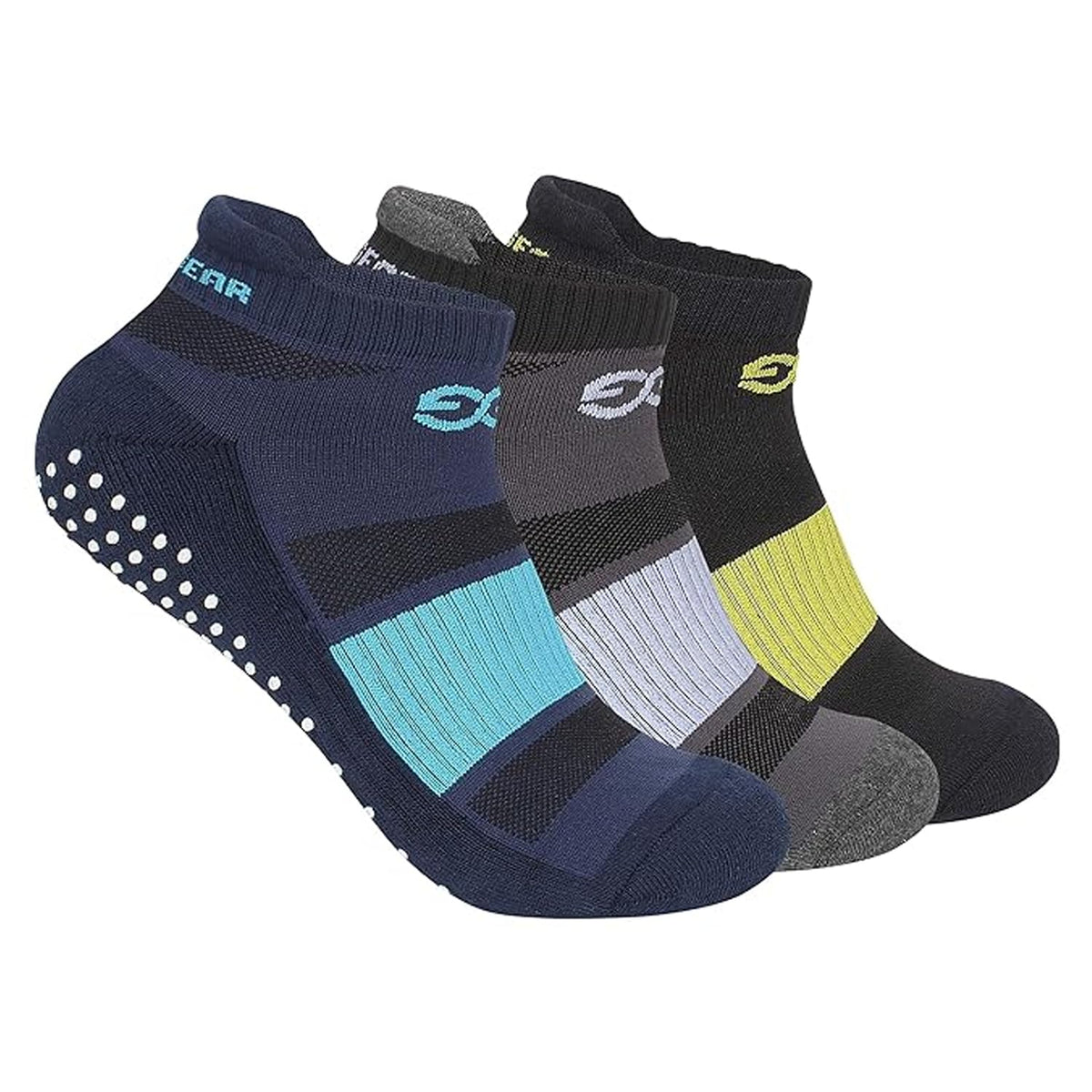 SuperGear Women Contemporary Cotton Ankle Socks -3 Pairs Made Of Cushioned-Athletic Soft Socks , Anti-Slip Grip Sock Ideal For Gym, Running, Exercise-Pack Of 3(Multicolour)