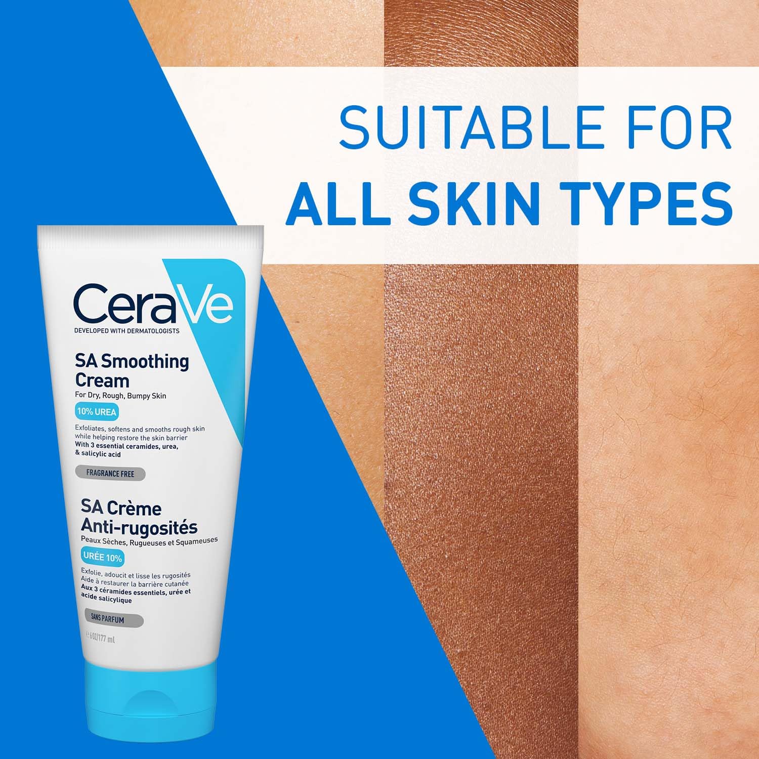 CeraVe SA Smoothing Cream | Exfoliating and Skin Smoothing Cream for Rough, Dry & Bumpy Skin with Salicylic Acid & Ceramides | Dermatologist Recommended, 177ml