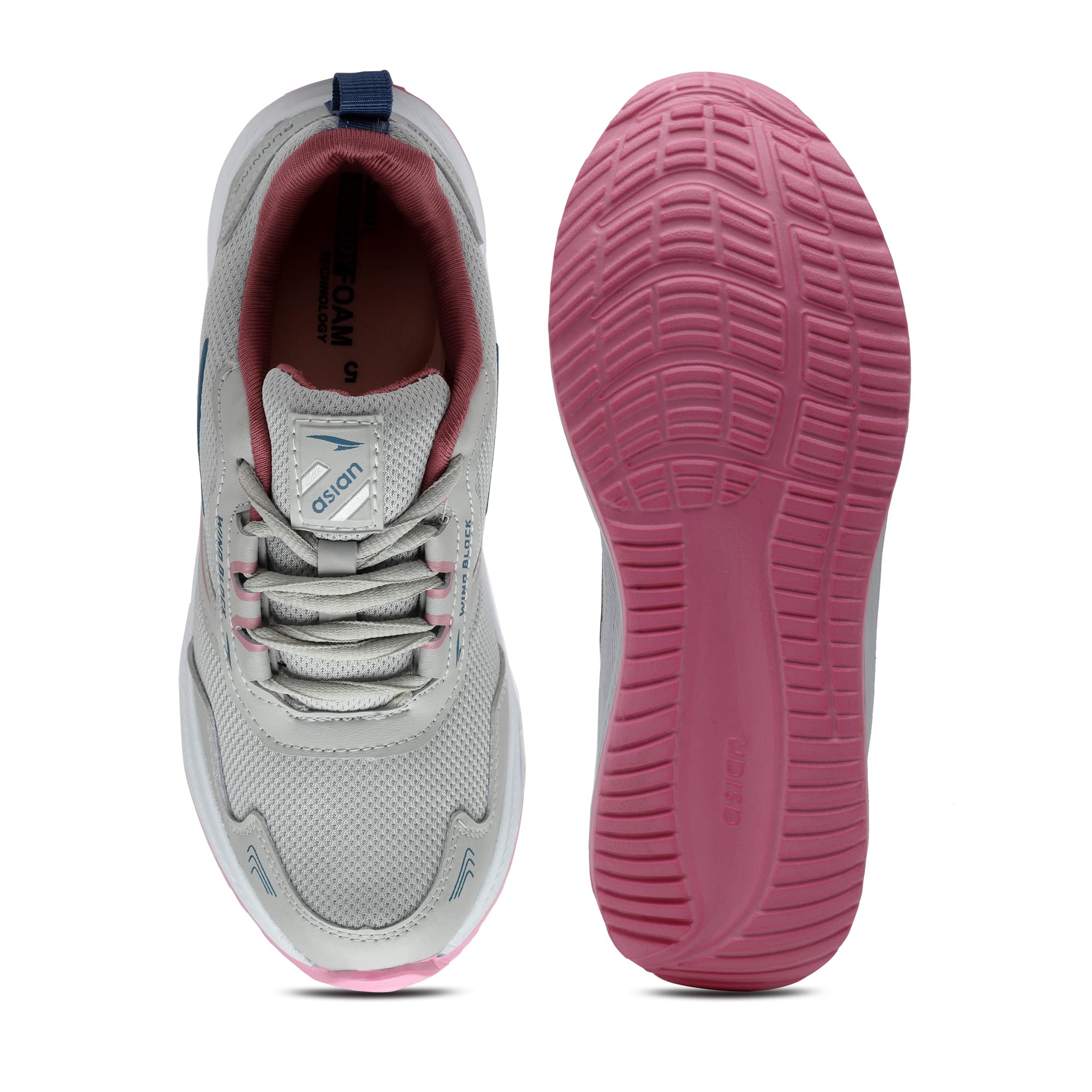 ASIAN Women's Cute Sports Running Shoes,Walking, Gym Casual Sneaker Lace-Up Shoes For Girl's Light Grey Pink - Shoes from ASIAN - Shop in Sri Lanka at Arcade.lk