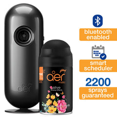 Godrej aer Smart Matic Kit (Machine + 1 Refill) - BLUETOOTH ENABLED - Automatic Room Fresheners | Alive | 2000 Sprays Guaranteed | Lasts up to 60 days (225ml)