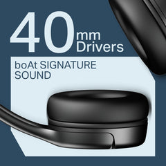 boAt 2025 Launch Rockerz 411, 40Ms Low Latency, 40Hrs Battery, 40Mm Drivers, ENx Tech, Stream Ad Free Music via App Support, Bluetooth Headphones, Wireless Over Ear Headphone with Mic (Active Black)