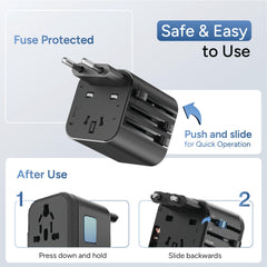 Ambrane Universal Travel Socket, International All in One Worldwide Travel Adapter Socket with 2500W High Power Output with 9 Hole Universal Socket, Compatible in 150+ Countries (ATA-03, Black)