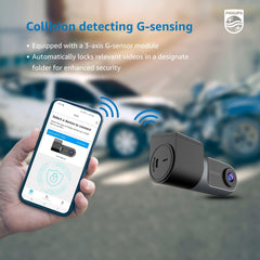 Philips GoSure 3001 Dash Cam for Car, Full HD 1080p, G-Sensor, Loop Recording, Night Vision, Wide Angle Lens, Car DVR Camera, Compact Design – Black