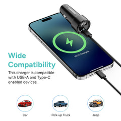 Ambrane 51W Fast Charging Car Charger, Dual Output 33W Type C PD + 18W USB Car Adapter, Quick Charge Car Plug for iPhone, Android, Tablets & More, High-Speed Compact Car Power Charger (Black, C51)