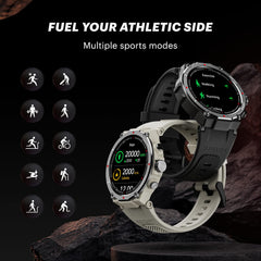 Noise Force Rugged & Sporty 1.32" Bluetooth Calling Smart Watch, 550 NITS, 7 Days Battery, AI Voice Assistance, Smart Watch for Men (Jet Black)