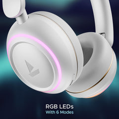 boAt Rockerz 480, RGB LEDs,6 Light Modes, 40mm Drivers,Beast Mode, 60H Battery, ENx Tech, Stream Ad Free Music via App Support, Bluetooth Headphones, Wireless Over Ear Headphone with Mic (White Sabre)