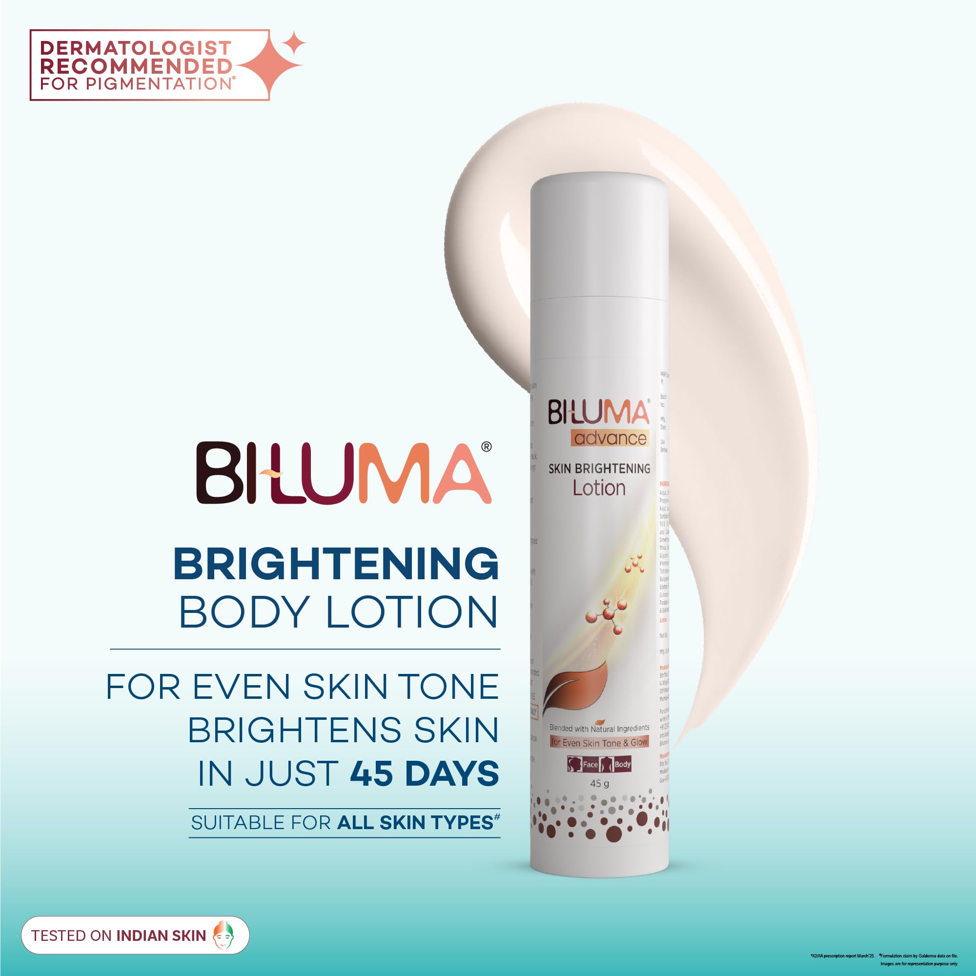 Bi-luma Advance Skin Brightening Lotion - All Skin Tone -Blended with Natural Ingredients For Dark Spots -Face& Body -45 gm | Glammy.lk