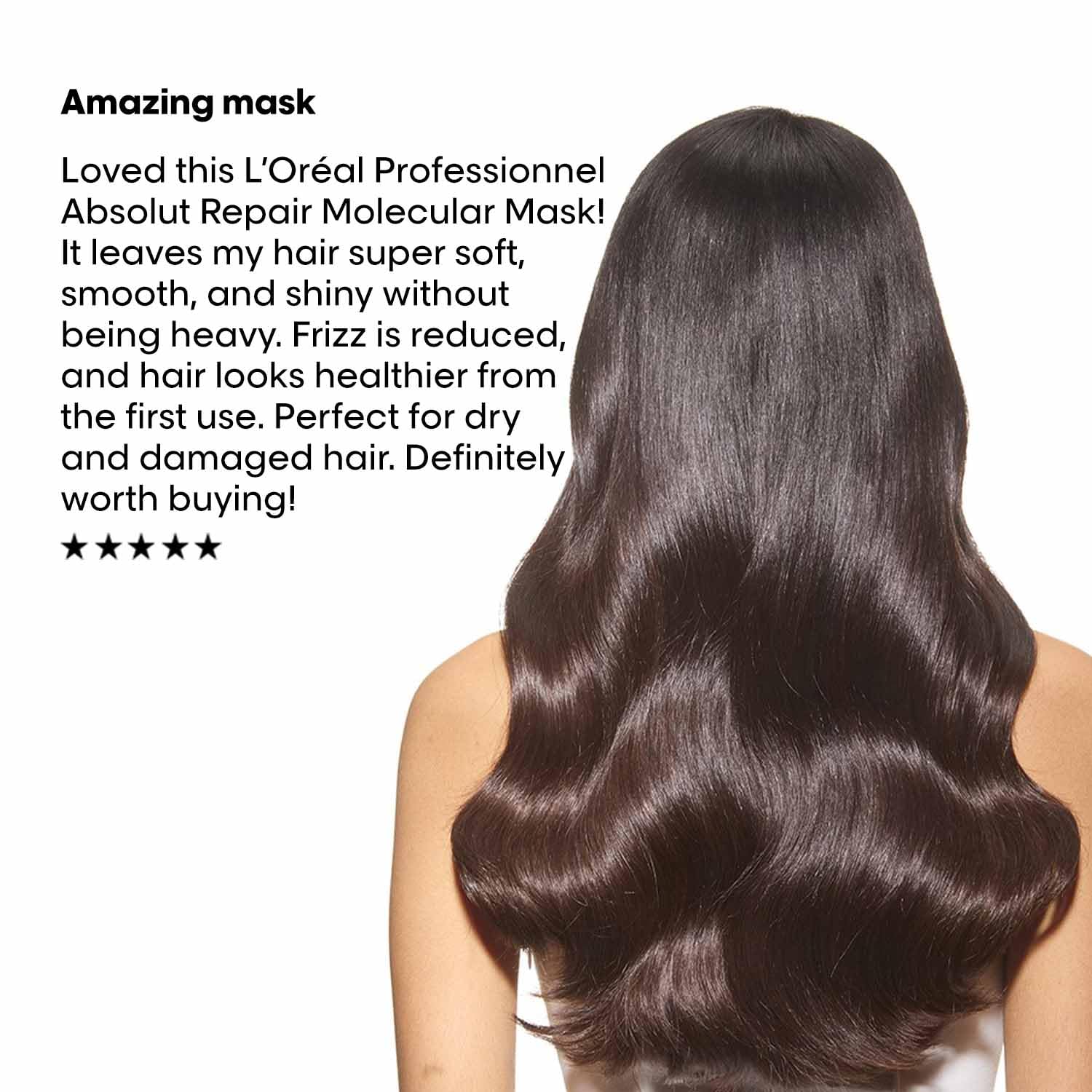 L'Oréal Professionnel Absolut Repair Molecular Deep Repairing Mask for Damaged Hair | Repairs upto 2 years of damage in 1 use| Professional hair mask with 2% Peptides Bonder & 5 Amino Acids | 250ml