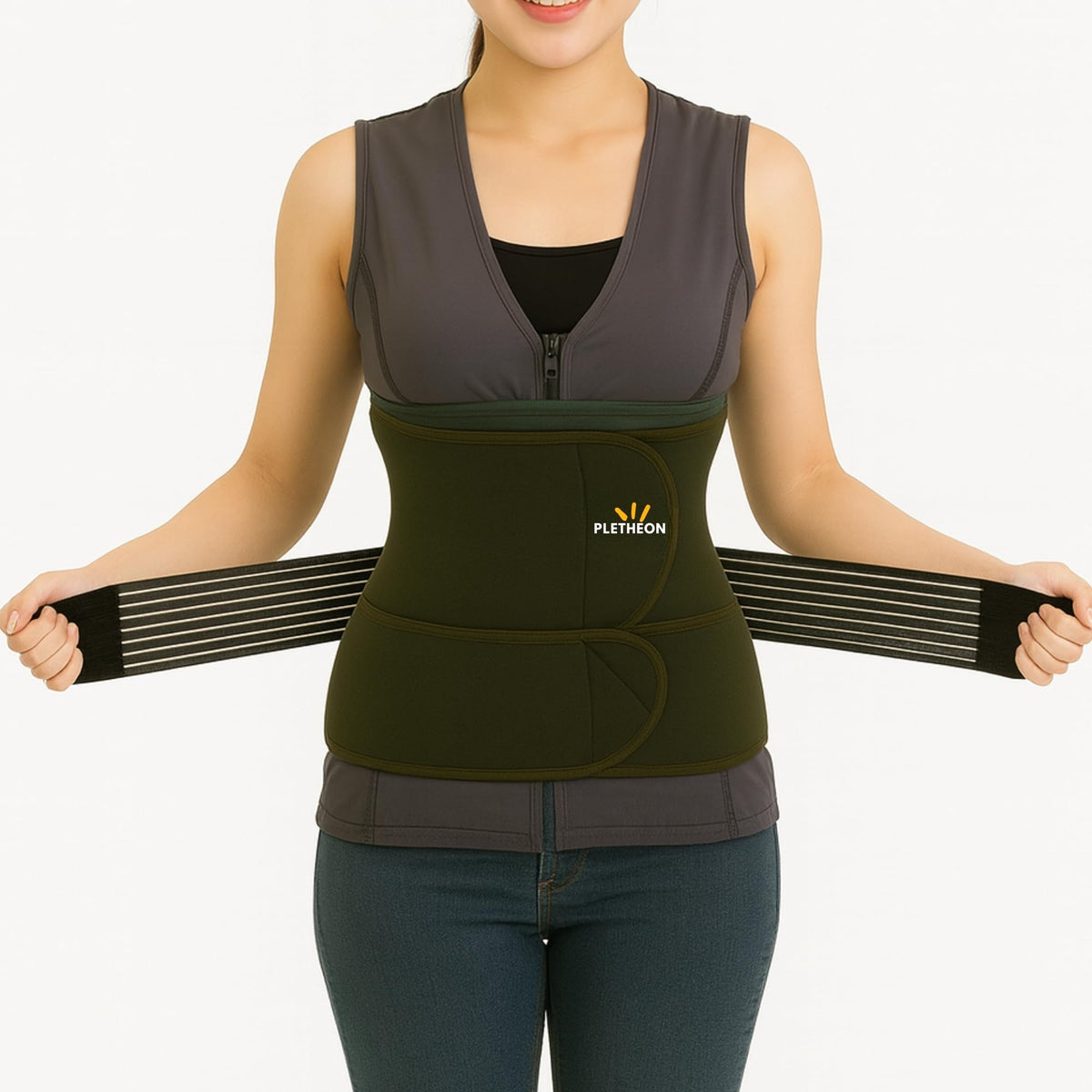 PLETHEON Post Pregnancy Belt For Belly, Waist & Pelvis Slimming belt For After Delivery C-Section Abdomen belt Postpartum Stomach Wrap Abdominal belt (Free size-Green),Cotton Blend