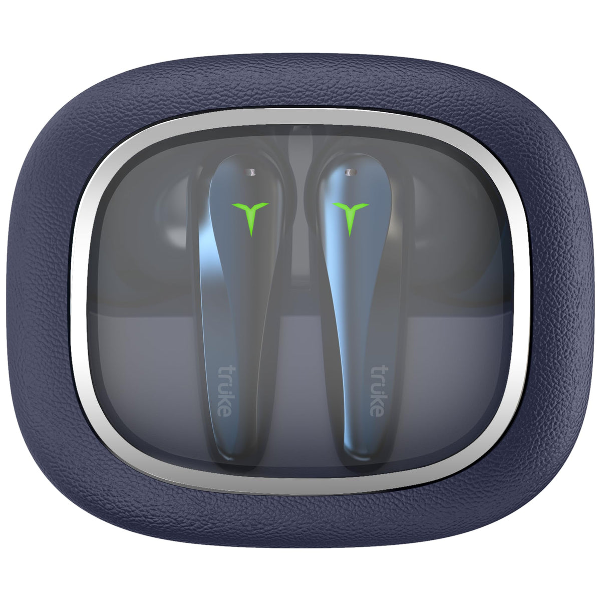 truke New Launch Crystal Dyno Leather Finish True Wireless in Ear Earbuds w/Spatial Audio, 70H Battery Rapid Charge Ear Buds, 13mm Driver HiFi Sound TWS, 40ms Ultra Low Latency, 4Mics ENC -ArcticBlue
