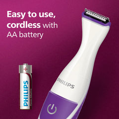Philips Body Trimmer for Women BRT383/15, Skin Safe with Rounded Tips, 2in1 Trim or Shave, Hair Removal for Intimate Areas, Arms, Legs & Body, No Skin Irritation, Travel Friendly