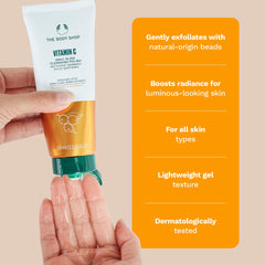 The Body Shop Vitamin C Daily Glow Cleansing Polish, 100 ML - For Dull, Tired Skin| Removes Dead Skin Cells| Radiance Revealing