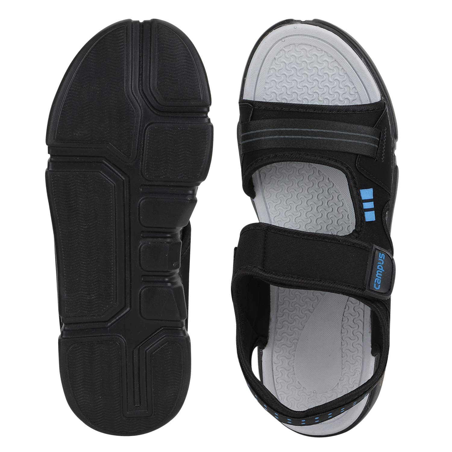 Campus Men's SD-057 BLK/Sky/D.Gry Sports Sandals - 7UK 3K-SD-057A