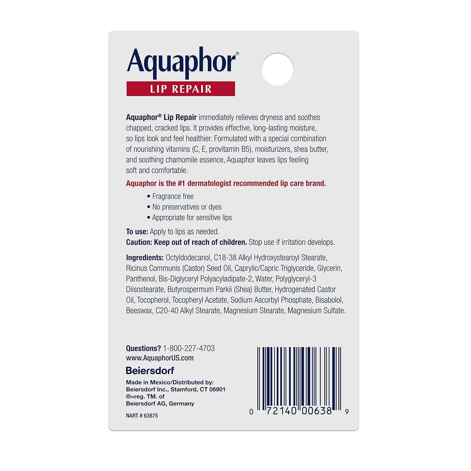 Aquaphor Eucerin Lip Repair, 10ml, Pack of 1
